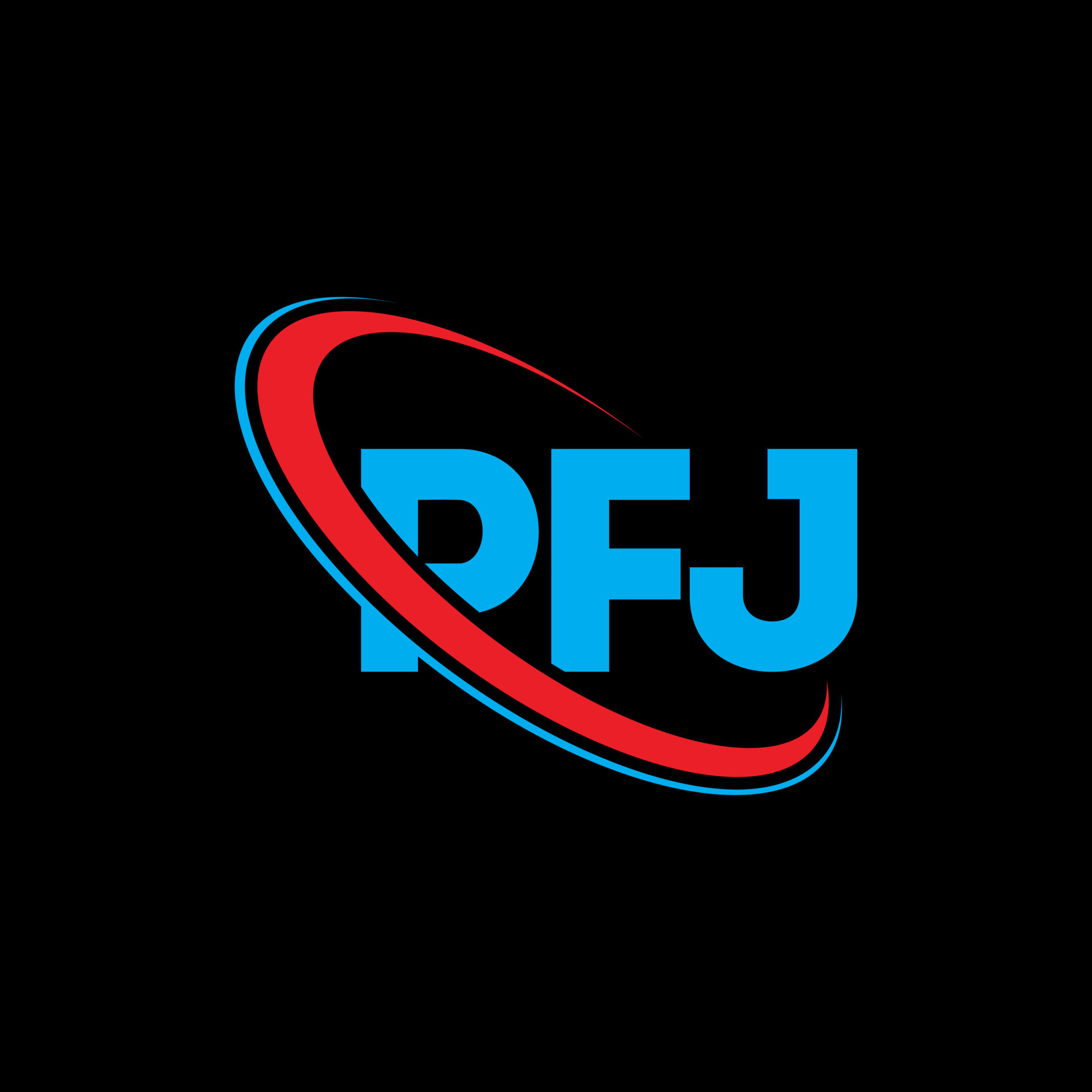 PFJ logo. PFJ letter. PFJ letter logo design. Initials PFJ logo linked
