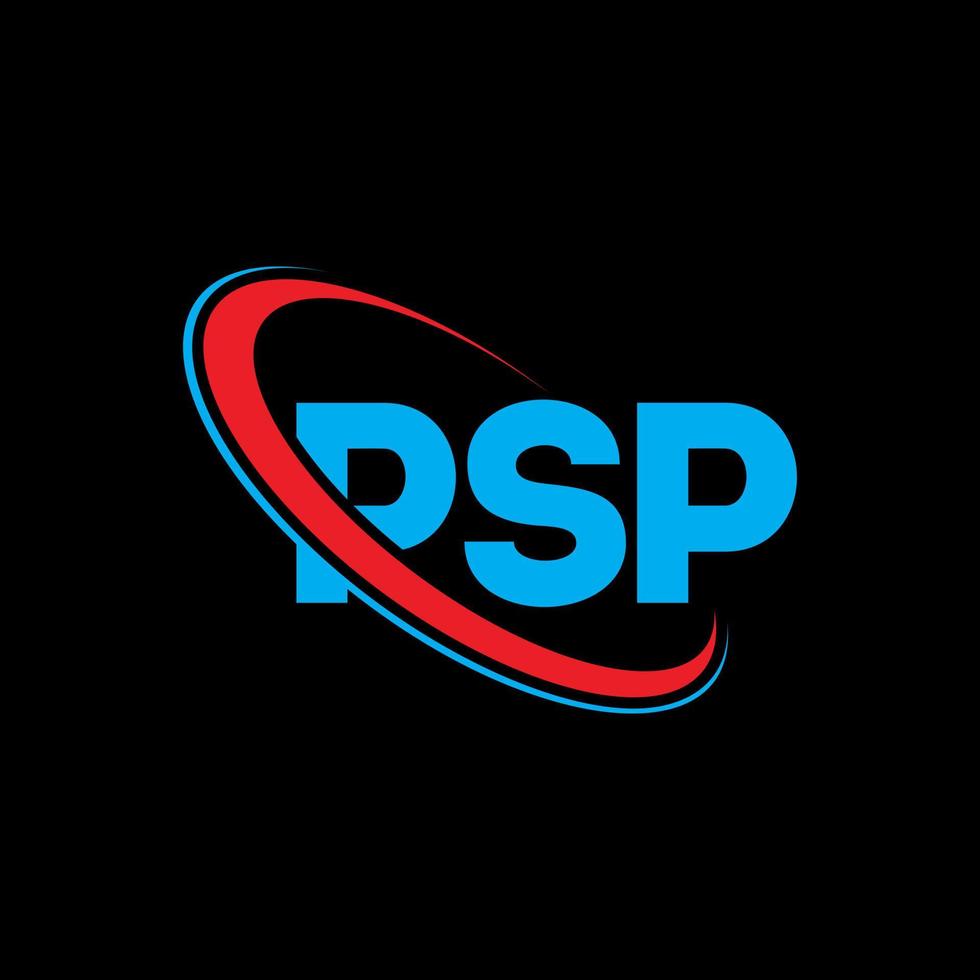 logotipo de psp. carta de psp. diseño del logotipo de la letra psp. logotipo de psp de iniciales vinculado con círculo y logotipo de monograma en mayúsculas. tipografía psp para tecnología, negocios y marca inmobiliaria. vector