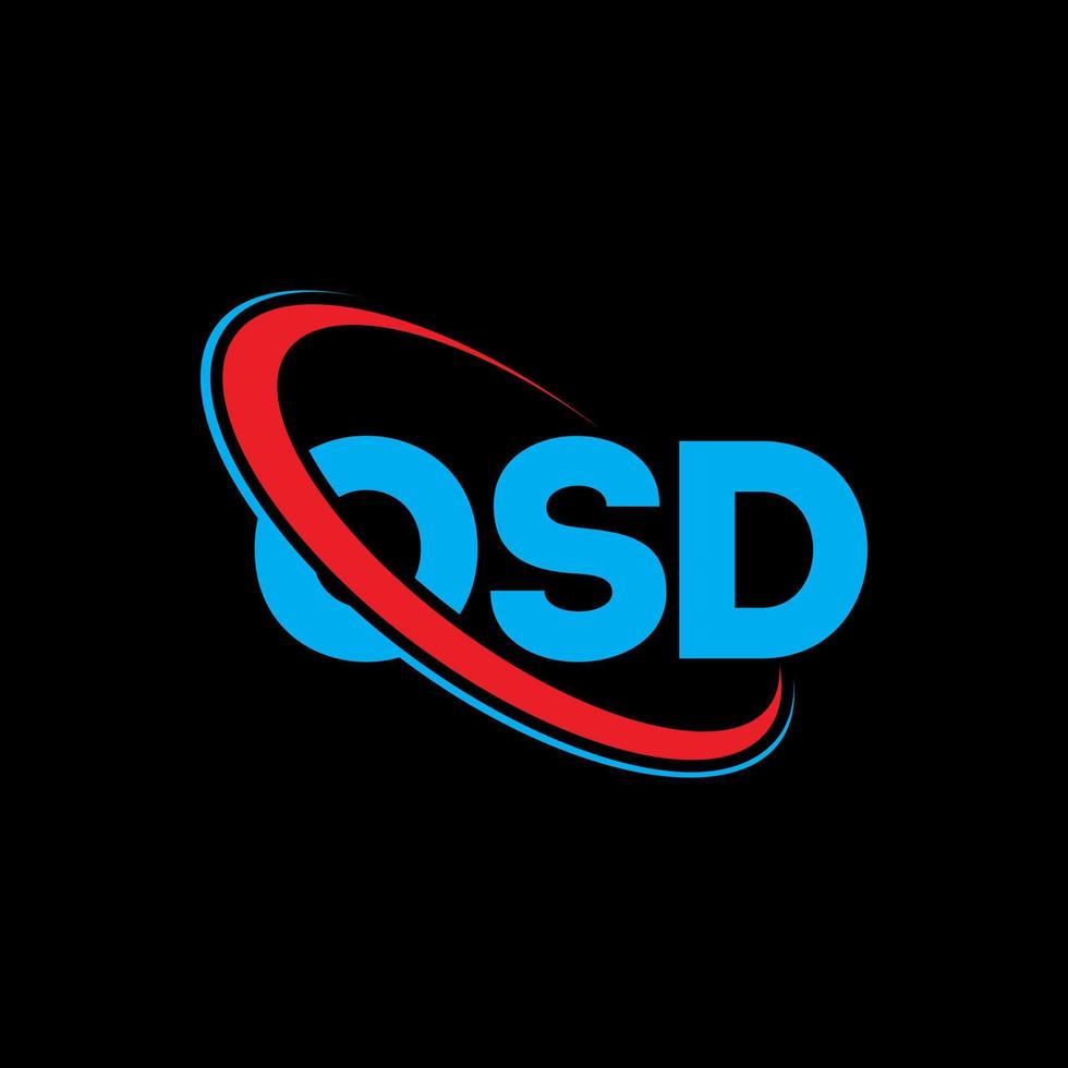 logotipo de osd. letra osd. diseño de logotipo de letra osd. logotipo de iniciales osd vinculado con círculo y logotipo de monograma en mayúsculas. tipografía osd para tecnología, negocios y marca inmobiliaria. vector