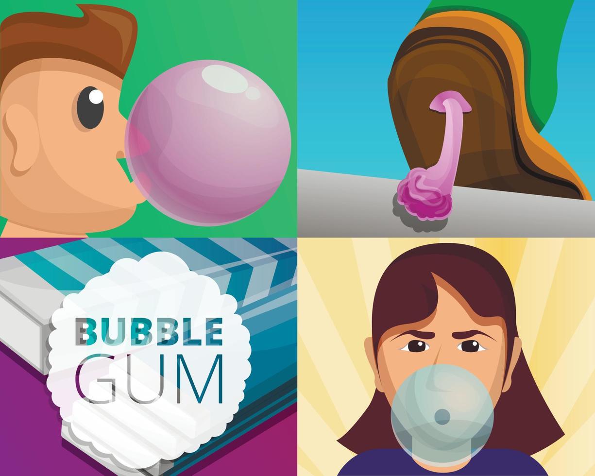 Gum banner set, cartoon style vector