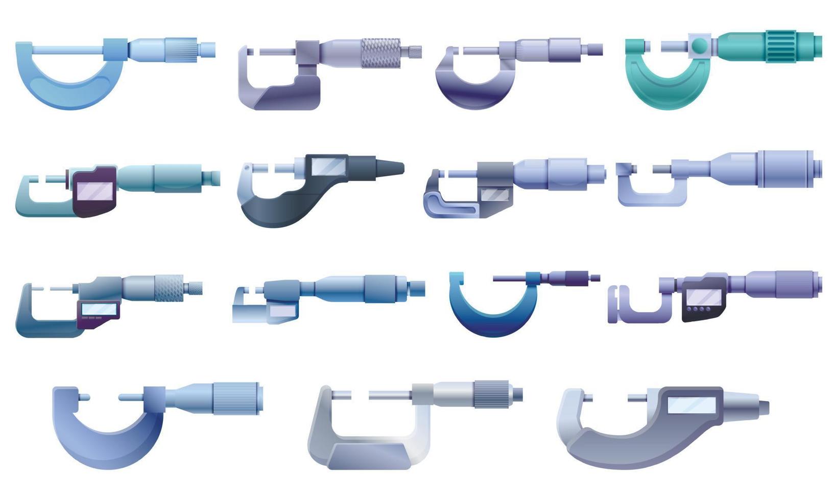 Micrometer icons set, cartoon style vector