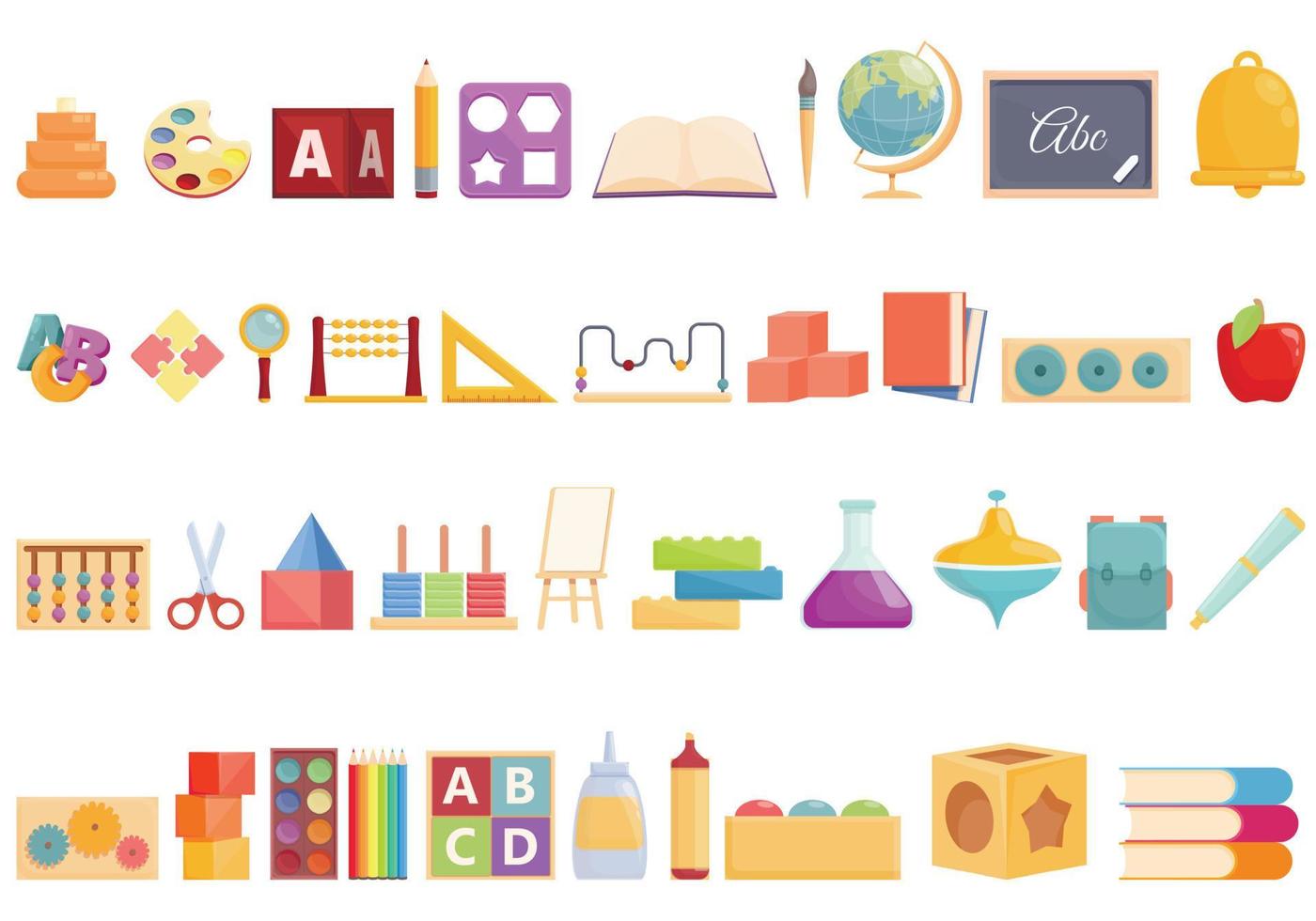 Early educations icons set cartoon vector. Children learn vector