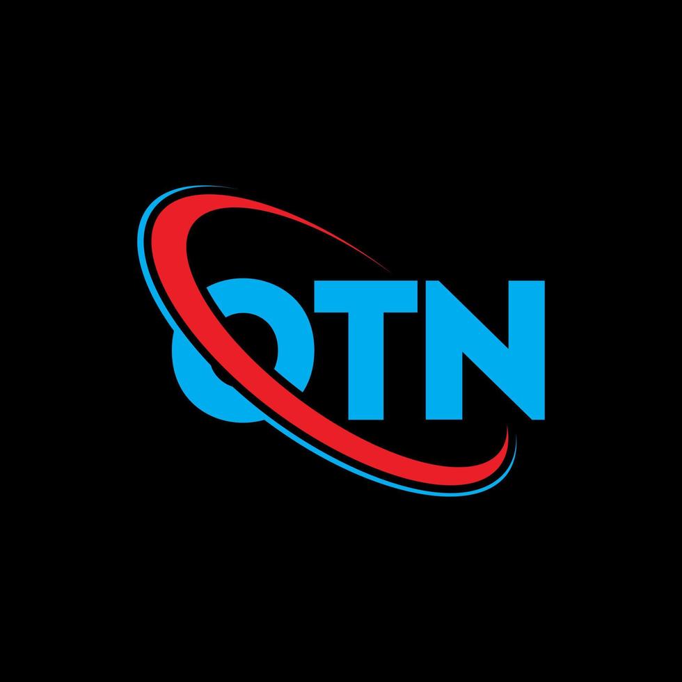 logotipo de otn. carta otn. diseño de logotipo de letra otn. logotipo de iniciales otn vinculado con círculo y logotipo de monograma en mayúsculas. tipografía otn para tecnología, negocios y marca inmobiliaria. vector