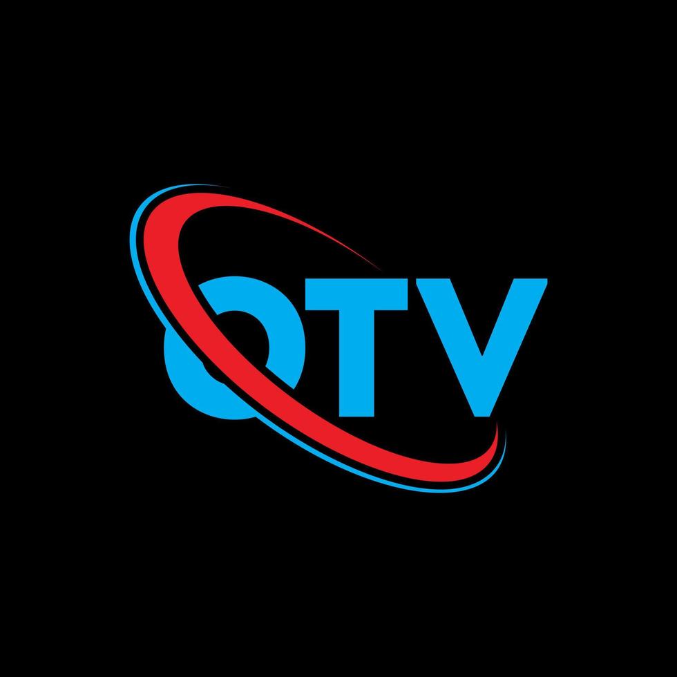 logotipo de otv. carta otv. diseño del logotipo de la letra otv. logotipo de iniciales otv vinculado con círculo y logotipo de monograma en mayúsculas. tipografía otv para tecnología, negocios y marca inmobiliaria. vector