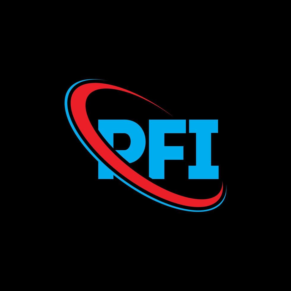 logotipo de pfi. carta pfi. diseño del logotipo de la letra pfi. logotipo de iniciales pfi vinculado con círculo y logotipo de monograma en mayúsculas. tipografía pfi para tecnología, negocios y marca inmobiliaria. vector