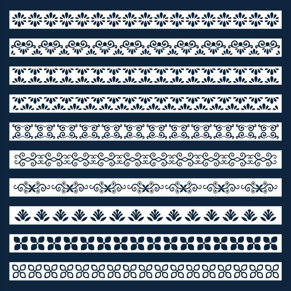 Ethnic boho style borders pattern set vector