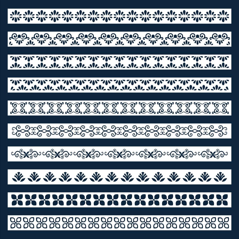 Ethnic boho style borders pattern set vector