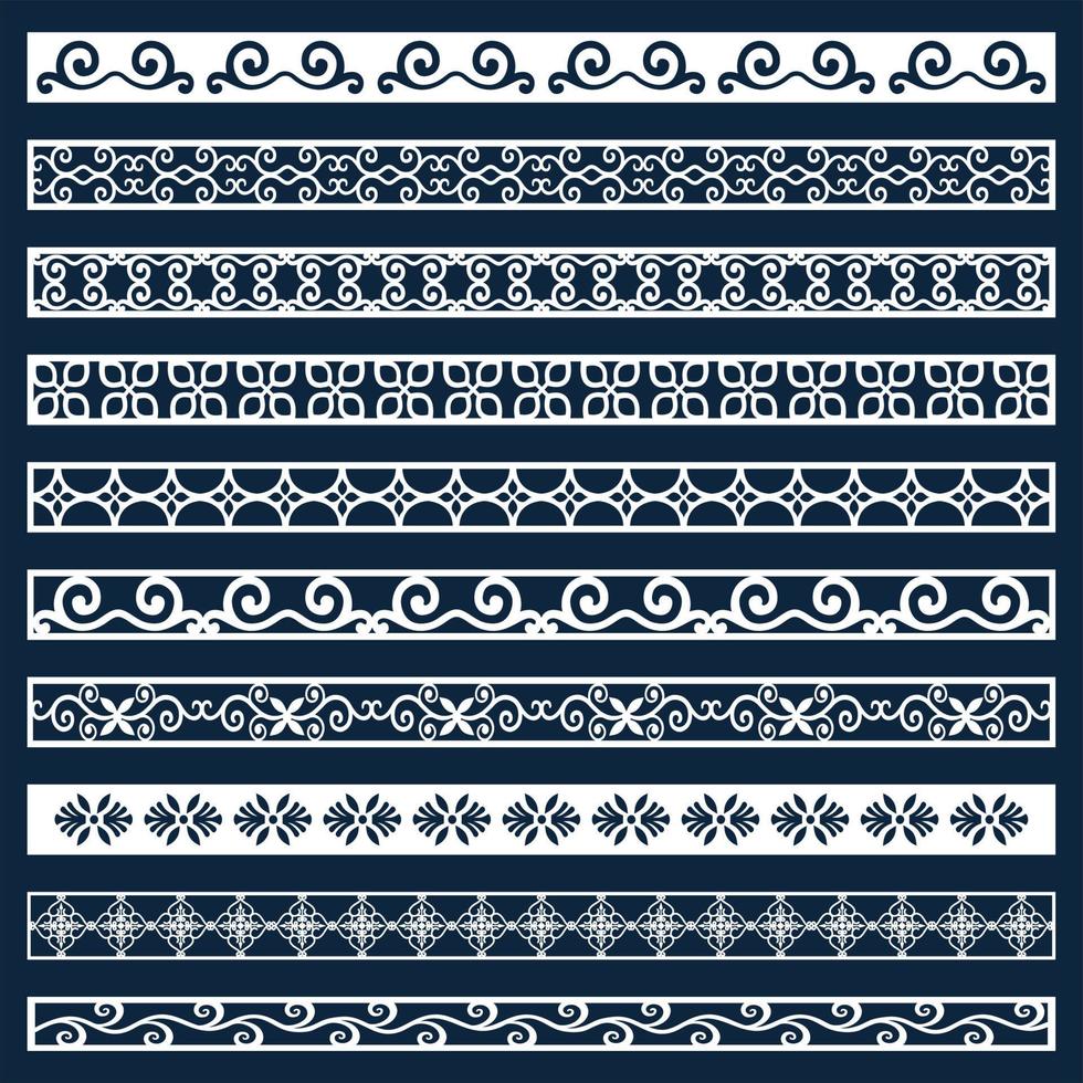 Ethnic boho style borders pattern set vector