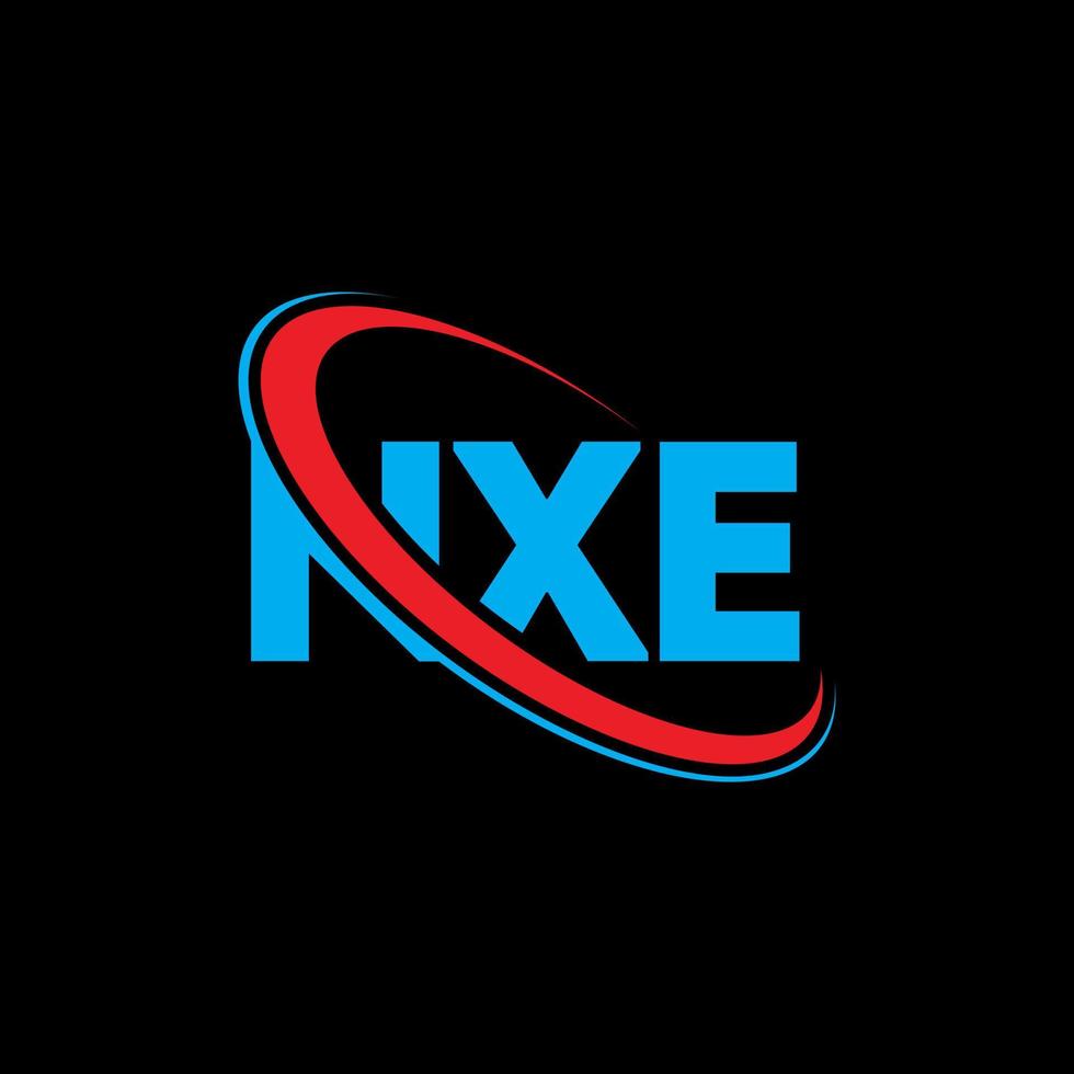 logotipo de nxe. letra nxe. diseño del logotipo de la letra nxe. logotipo de las iniciales nxe vinculado con un círculo y un logotipo de monograma en mayúsculas. tipografía nxe para tecnología, negocios y marca inmobiliaria. vector