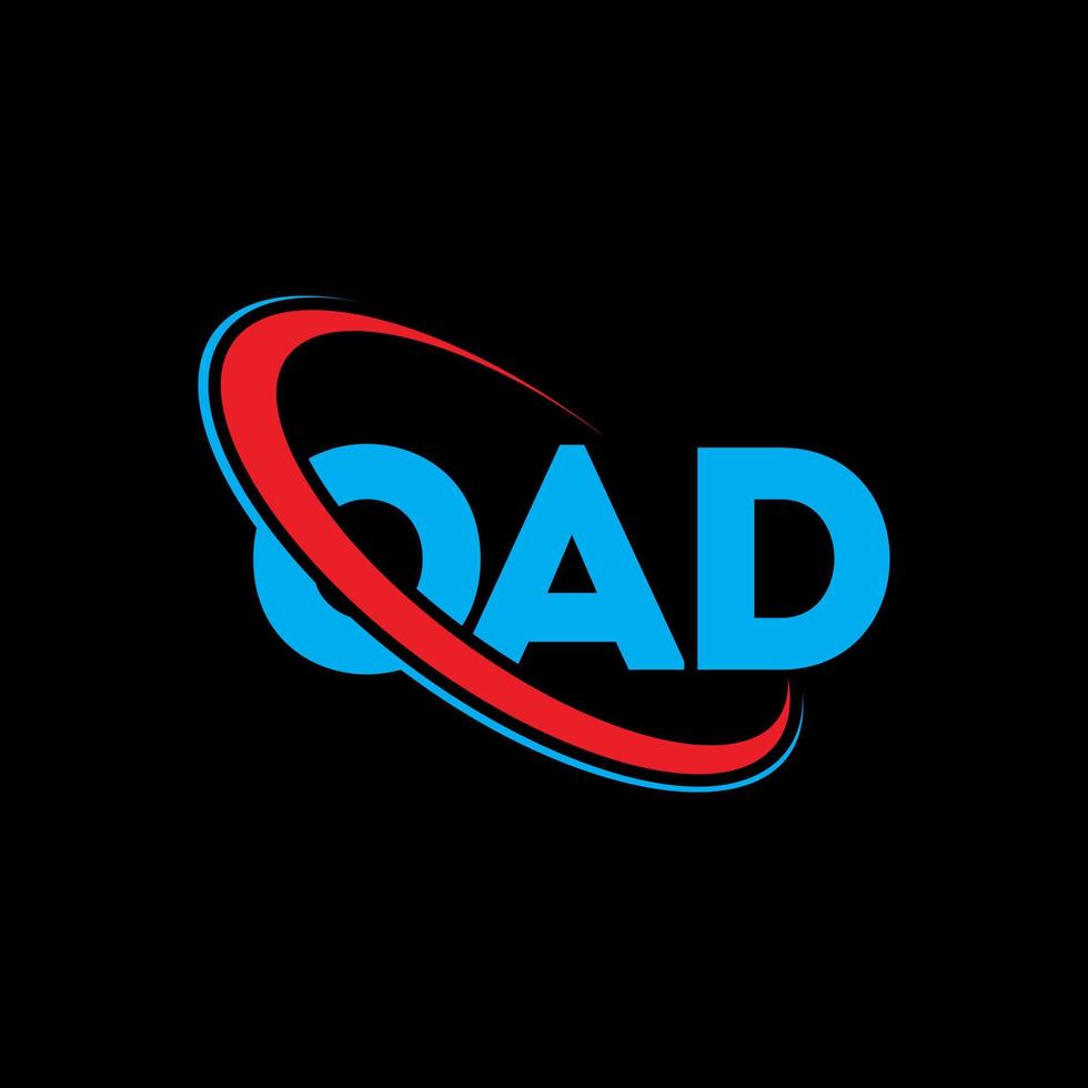 OAD logo. OAD letter. OAD letter logo design. Initials OAD logo linked with circle and uppercase monogram logo. OAD typography for technology, business and real estate brand. vector