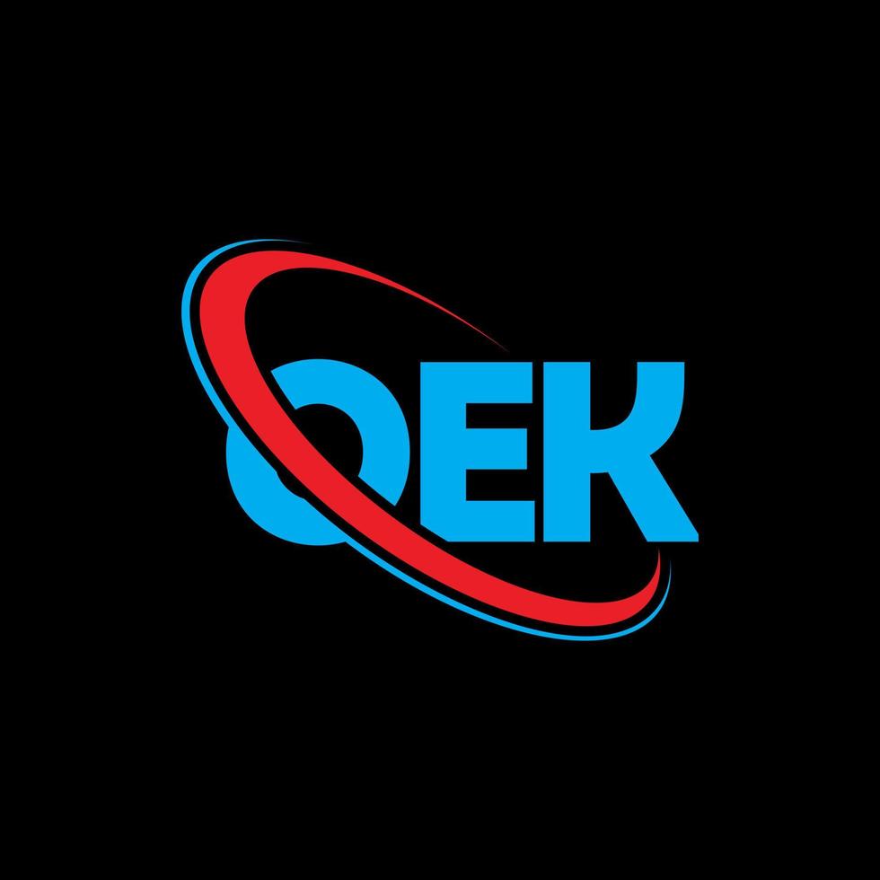 logotipo de ok. oe carta. diseño del logotipo de la letra oek. Logotipo de iniciales oek vinculado con círculo y logotipo de monograma en mayúsculas. tipografía oek para tecnología, negocios y marca inmobiliaria. vector