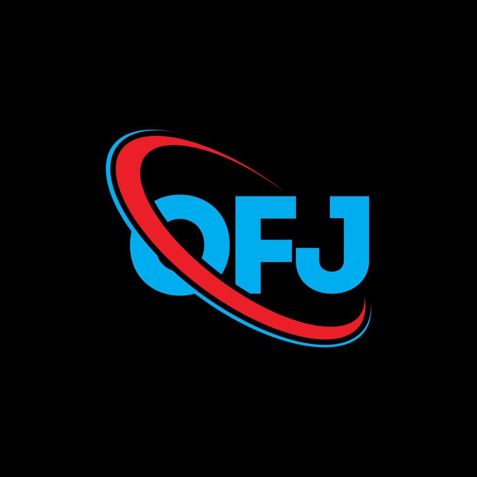 OFJ logo. OFJ letter. OFJ letter logo design. Initials OFJ logo linked with circle and uppercase monogram logo. OFJ typography for technology, business and real estate brand. vector