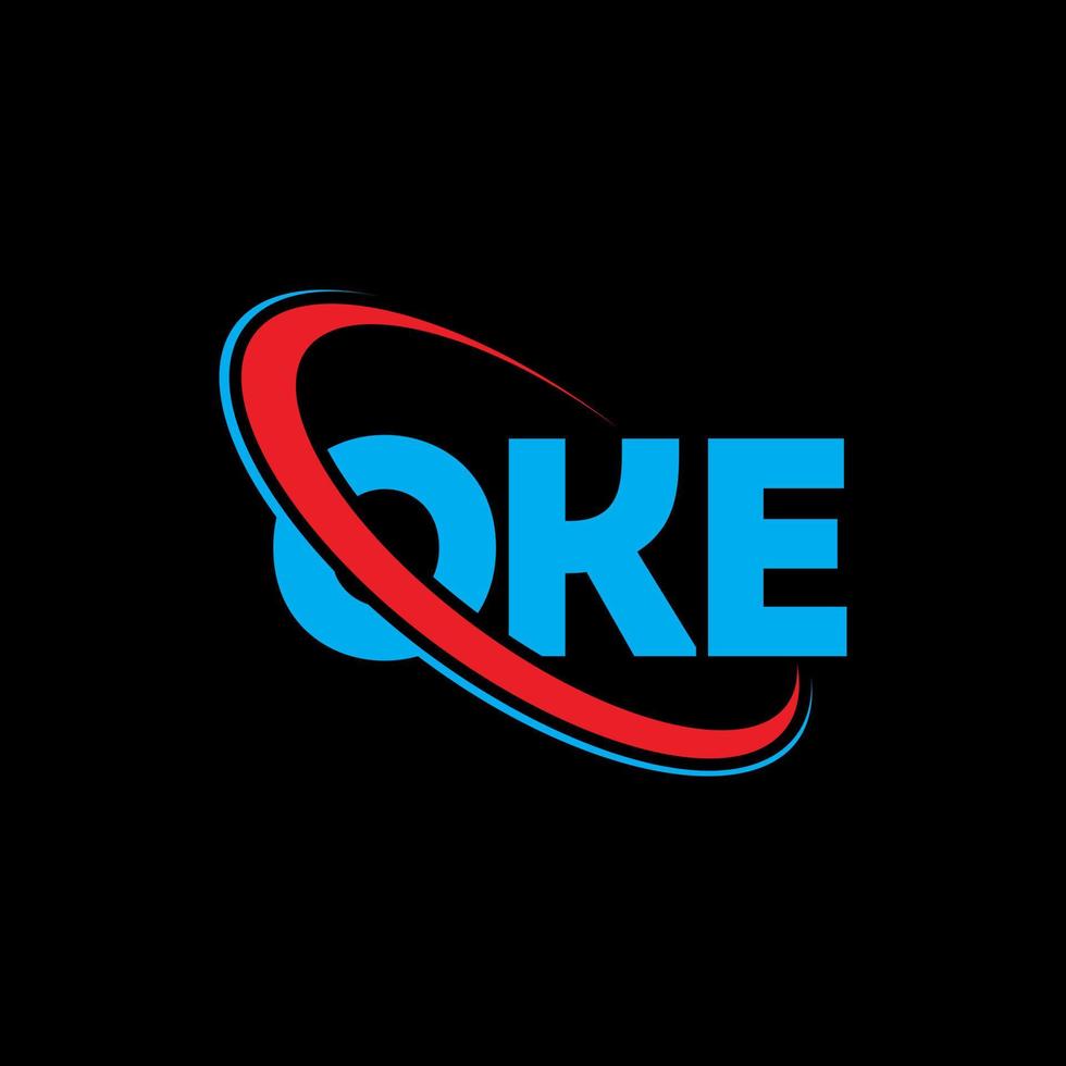 logotipo de oke. ok carta. diseño del logotipo de la letra oke. logotipo de oke de iniciales vinculado con círculo y logotipo de monograma en mayúsculas. tipografía oke para tecnología, negocios y marca inmobiliaria. vector