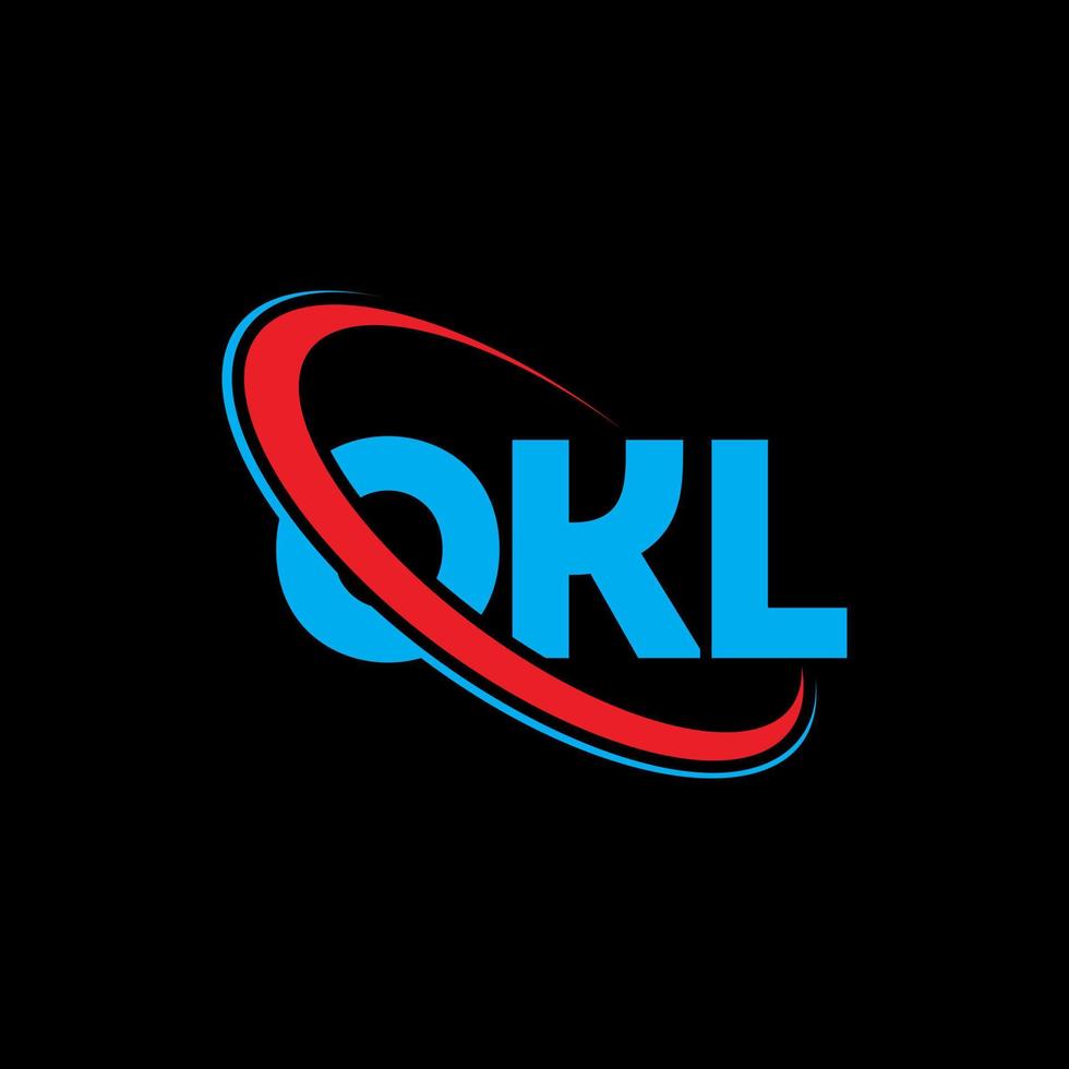 OKL logo. OKL letter. OKL letter logo design. Initials OKL logo linked with circle and uppercase monogram logo. OKL typography for technology, business and real estate brand. vector