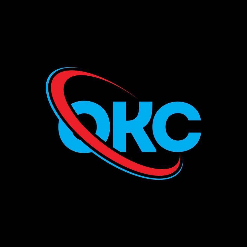 OKC logo. OKC letter. OKC letter logo design. Initials OKC logo linked with circle and uppercase monogram logo. OKC typography for technology, business and real estate brand. vector