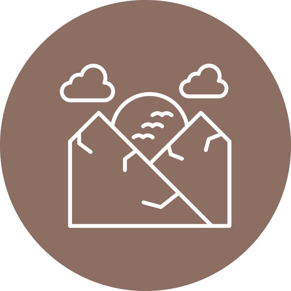 Sunset Landscape Line Circle Background Icon vector
