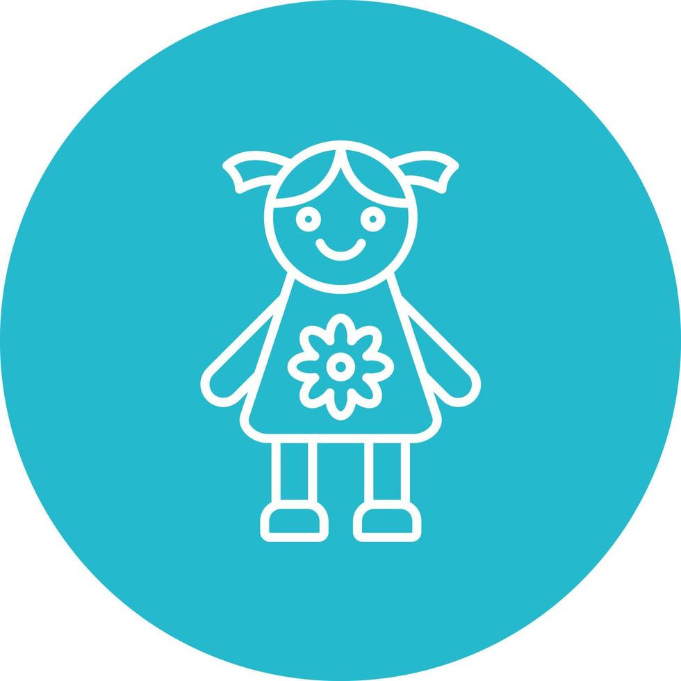 Doll Line Circle Background Icon vector