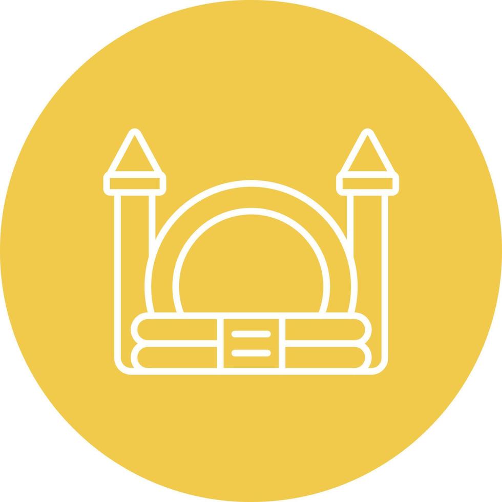 Bouncy Castle Line Circle Background Icon vector