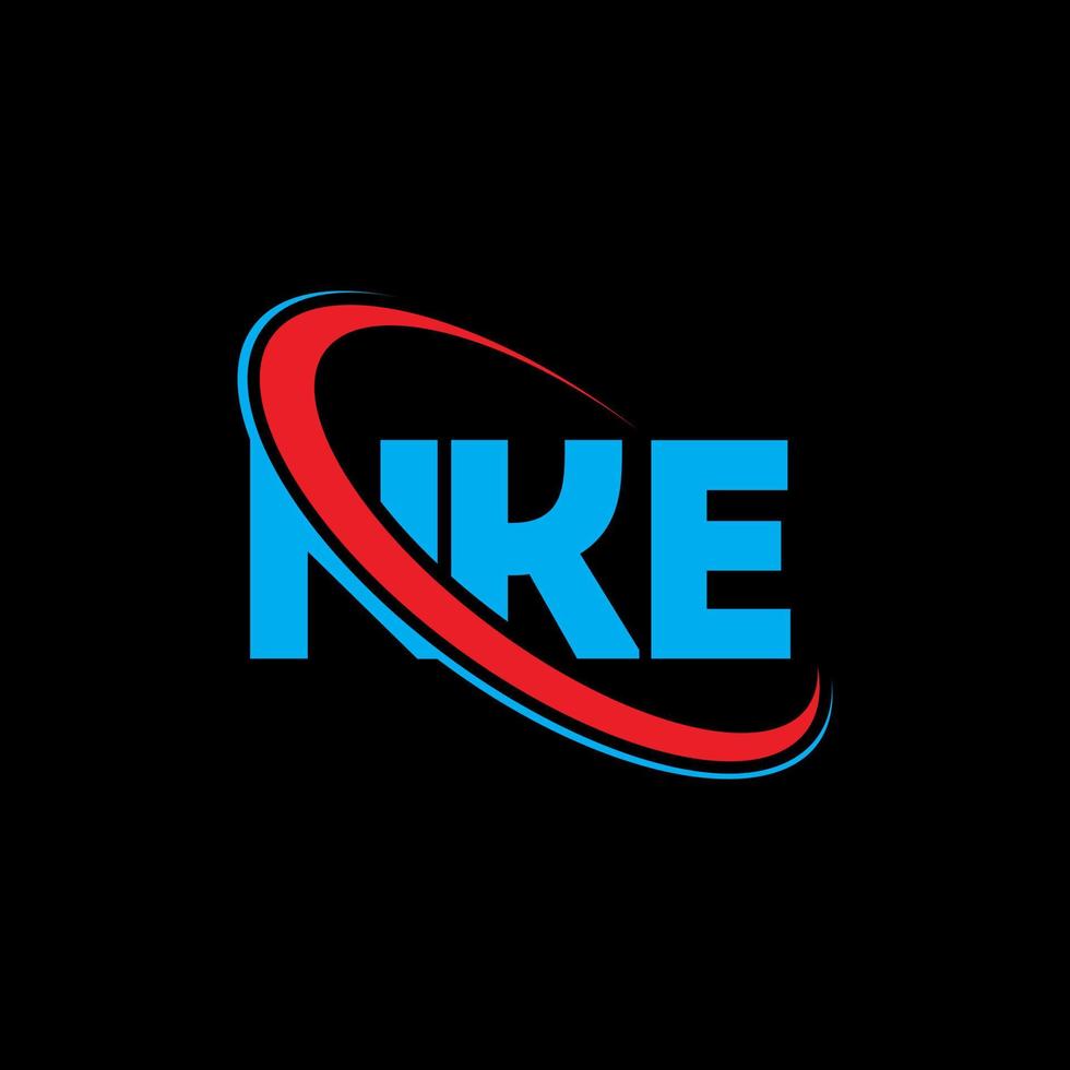 logotipo de nke. letra nke. diseño del logotipo de la letra nke. logotipo de las iniciales nke vinculado con un círculo y un logotipo de monograma en mayúsculas. tipografía nke para tecnología, negocios y marca inmobiliaria. vector