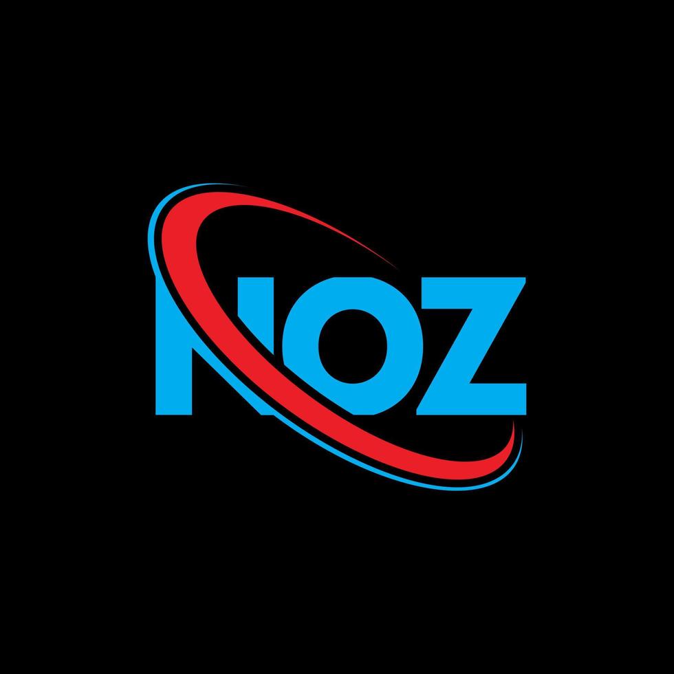 logotipo de noz. carta noz. diseño del logotipo de la letra noz. logotipo de iniciales noz vinculado con círculo y logotipo de monograma en mayúsculas. tipografía noz para tecnología, negocios y marca inmobiliaria. vector