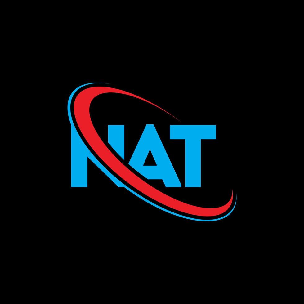 NAT logo. NAT letter. NAT letter logo design. Initials NAT logo linked with circle and uppercase monogram logo. NAT typography for technology, business and real estate brand. vector