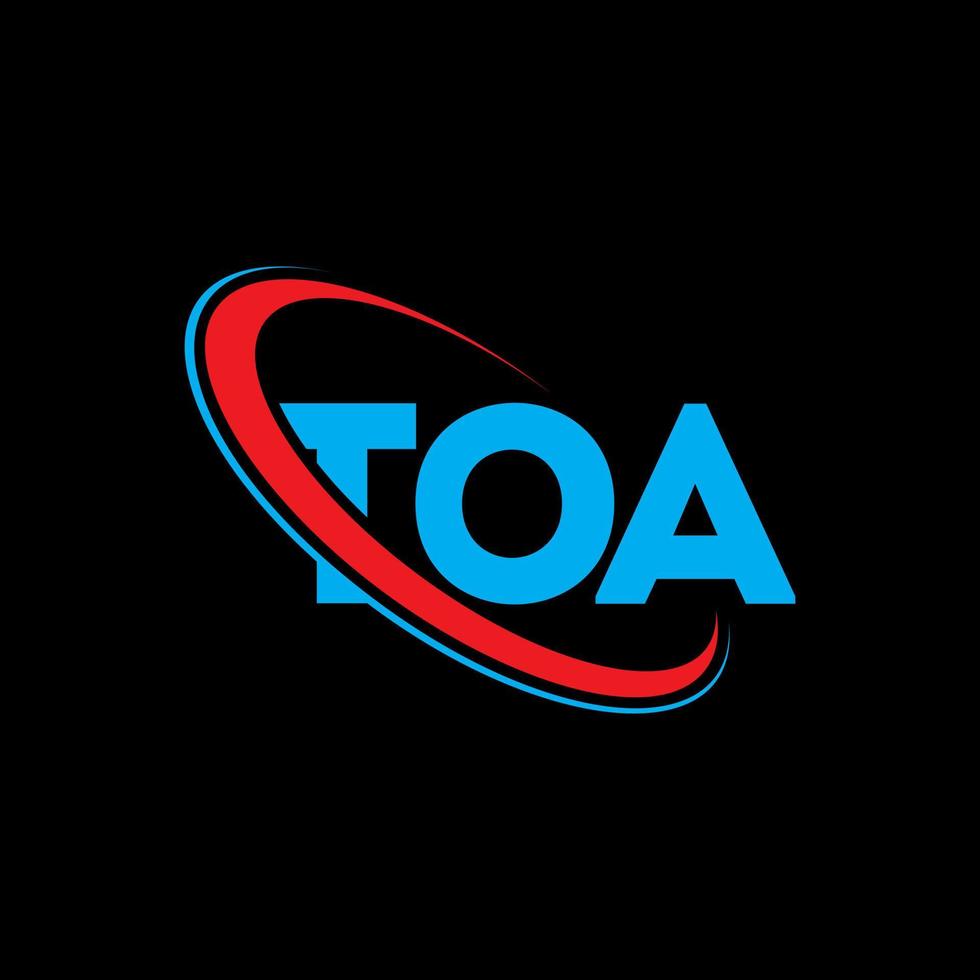 TOA logo. TOA letter. TOA letter logo design. Initials TOA logo linked with circle and uppercase monogram logo. TOA typography for technology, business and real estate brand. vector
