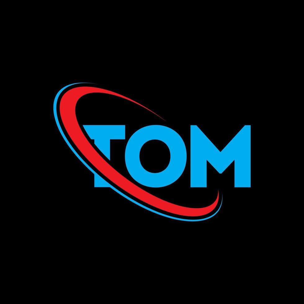 logotipo de tom carta de tom diseño del logotipo de la letra tom. logotipo de las iniciales tom vinculado con el círculo y el logotipo del monograma en mayúsculas. tipografía tom para tecnología, negocios y marca inmobiliaria. vector