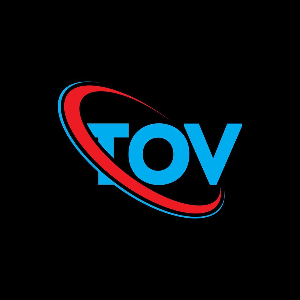 logotipo de tov. carta tov. diseño del logotipo de la letra tov. logotipo de iniciales tov vinculado con círculo y logotipo de monograma en mayúsculas. tipografía tov para tecnología, negocios y marca inmobiliaria. vector
