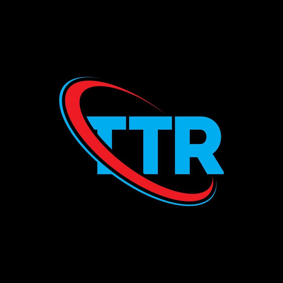 logotipo de ttr. letra tr. diseño del logotipo de la letra ttr. logotipo de iniciales ttr vinculado con círculo y logotipo de monograma en mayúsculas. tipografía ttr para tecnología, negocios y marca inmobiliaria. vector