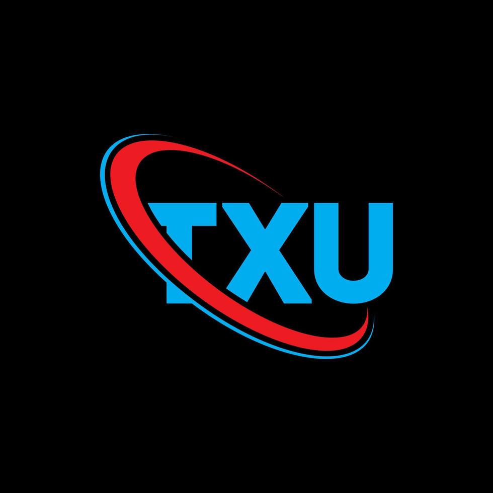 logotipo de txu. carta txu. diseño del logotipo de la letra txu. Logotipo de iniciales txu vinculado con círculo y logotipo de monograma en mayúsculas. tipografía txu para tecnología, negocios y marca inmobiliaria. vector