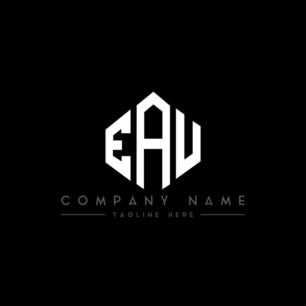 EAU letter logo design with polygon shape. EAU polygon and cube shape logo design. EAU hexagon vector logo template white and black colors. EAU monogram, business and real estate logo.