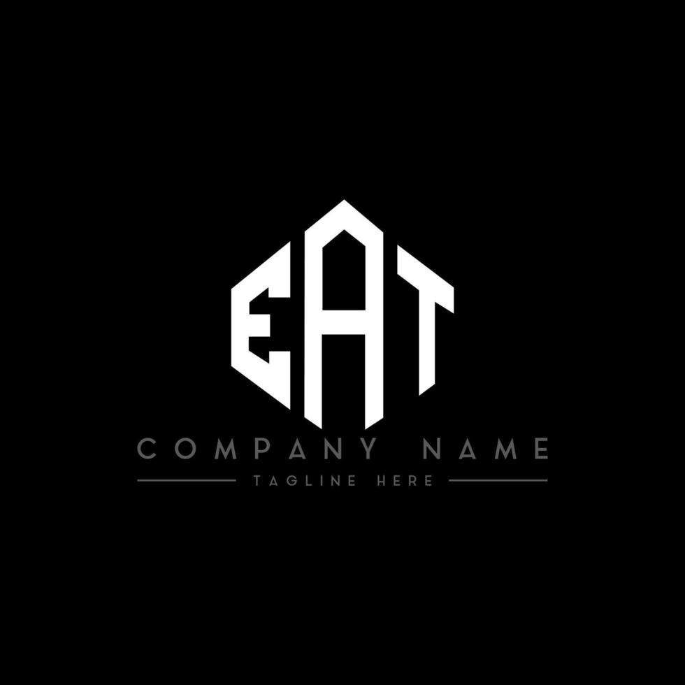 EAT letter logo design with polygon shape. EAT polygon and cube shape logo design. EAT hexagon vector logo template white and black colors. EAT monogram, business and real estate logo.