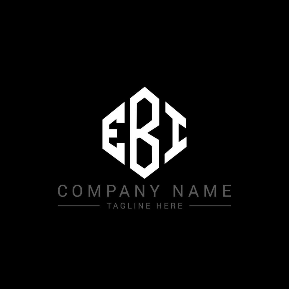 EBI letter logo design with polygon shape. EBI polygon and cube shape logo design. EBI hexagon vector logo template white and black colors. EBI monogram, business and real estate logo.