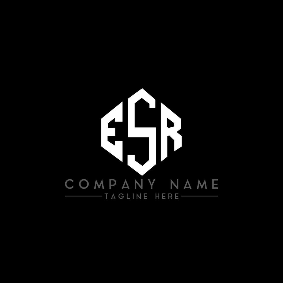 ESR letter logo design with polygon shape. ESR polygon and cube shape logo design. ESR hexagon vector logo template white and black colors. ESR monogram, business and real estate logo.