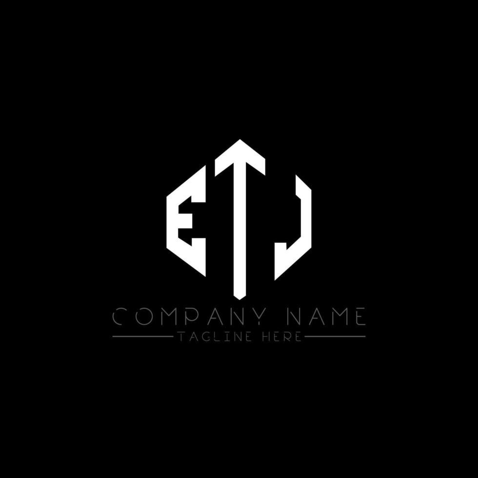 ETJ letter logo design with polygon shape. ETJ polygon and cube shape logo design. ETJ hexagon vector logo template white and black colors. ETJ monogram, business and real estate logo.