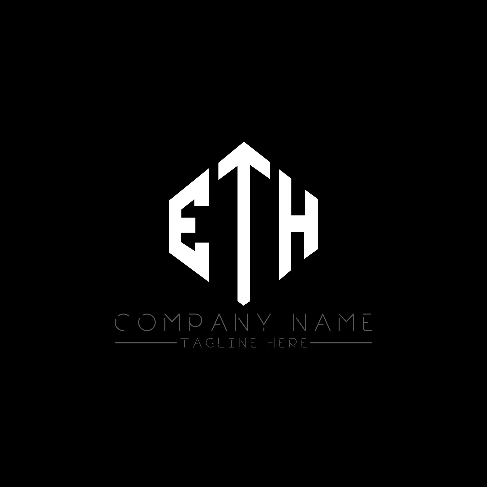 ETH letter logo design with polygon shape. ETH polygon and cube shape