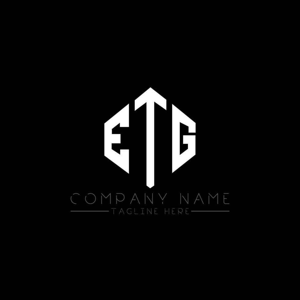 ETG letter logo design with polygon shape. ETG polygon and cube shape logo design. ETG hexagon vector logo template white and black colors. ETG monogram, business and real estate logo.