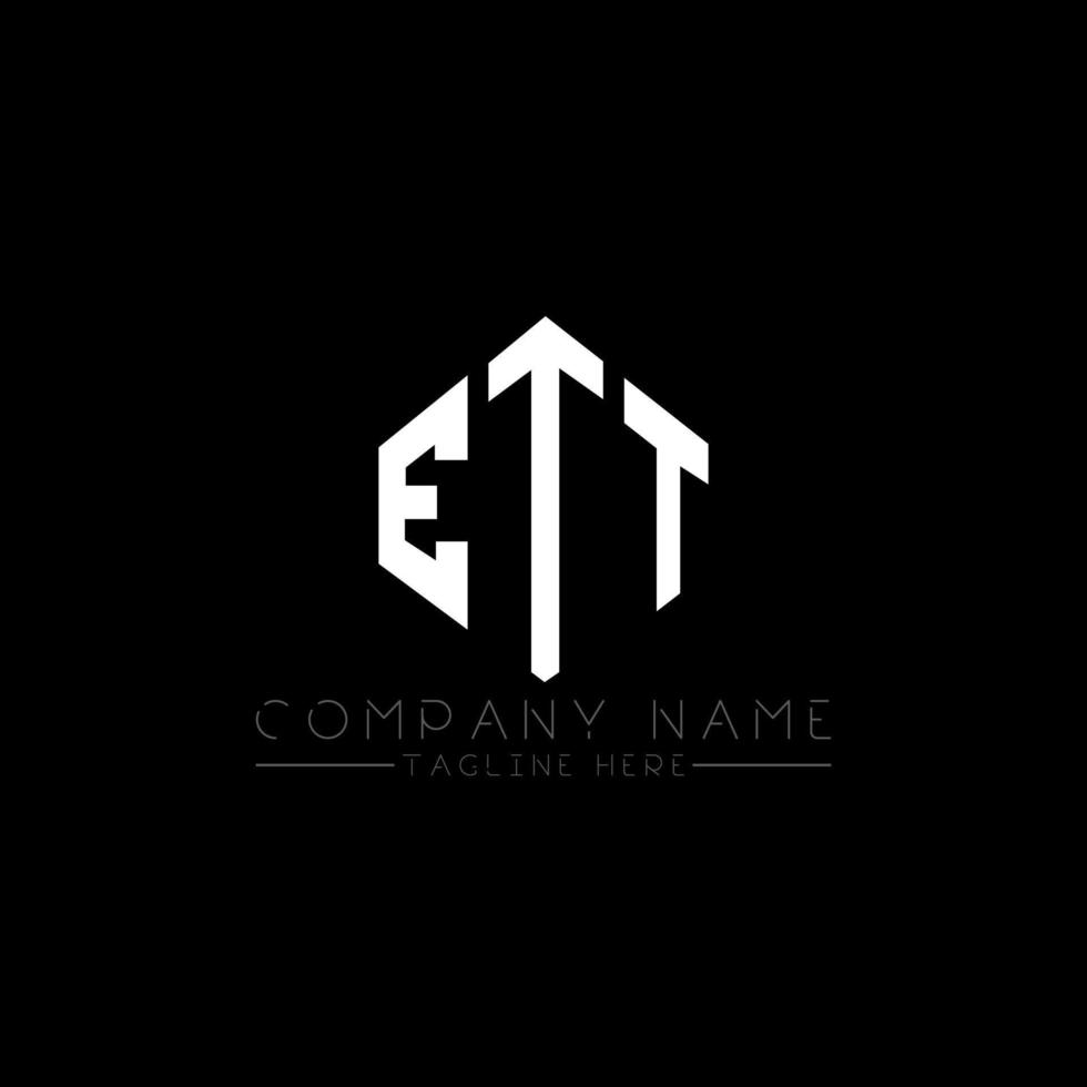 ETT letter logo design with polygon shape. ETT polygon and cube shape logo design. ETT hexagon vector logo template white and black colors. ETT monogram, business and real estate logo.