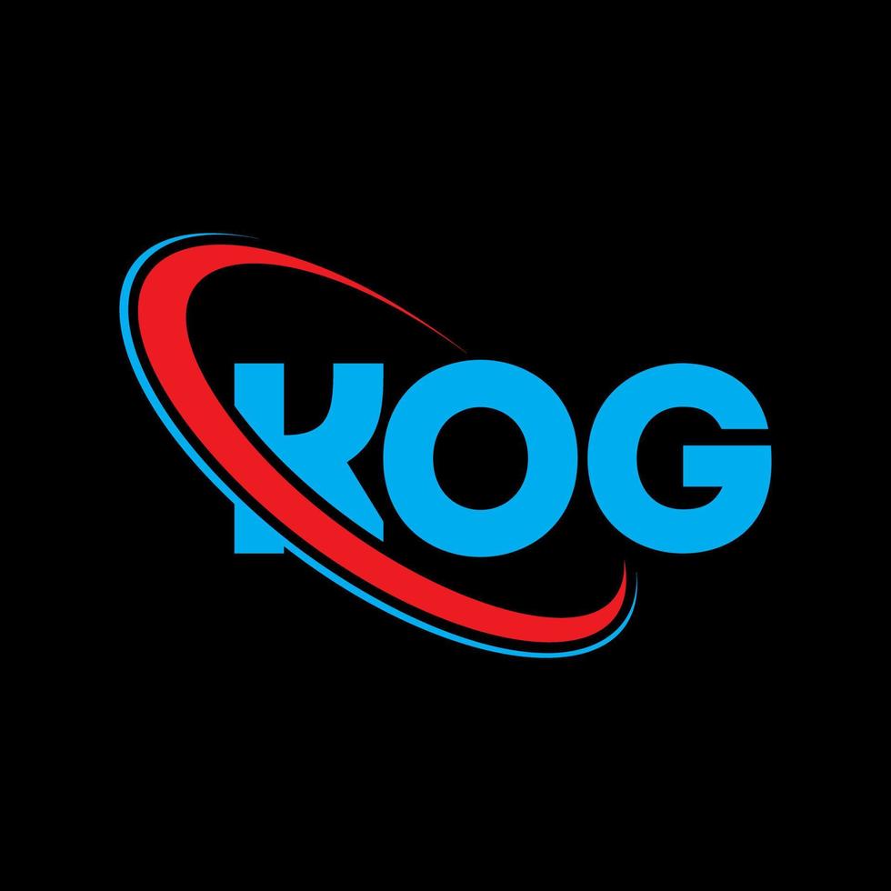 logotipo de kog. carta de kog. diseño del logotipo de la letra kog. logotipo de iniciales kog vinculado con círculo y logotipo de monograma en mayúsculas. tipografía kog para tecnología, negocios y marca inmobiliaria. vector