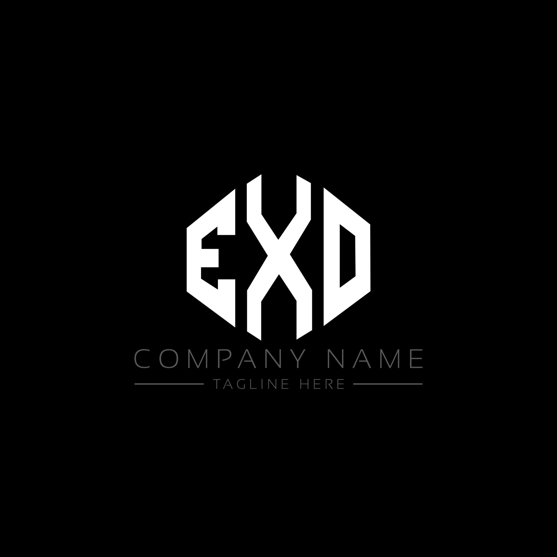 EXO letter logo design with polygon shape. EXO polygon and cube shape logo  design. EXO hexagon vector logo template white and black colors. EXO  monogram, business and real estate logo. 9026779 Vector