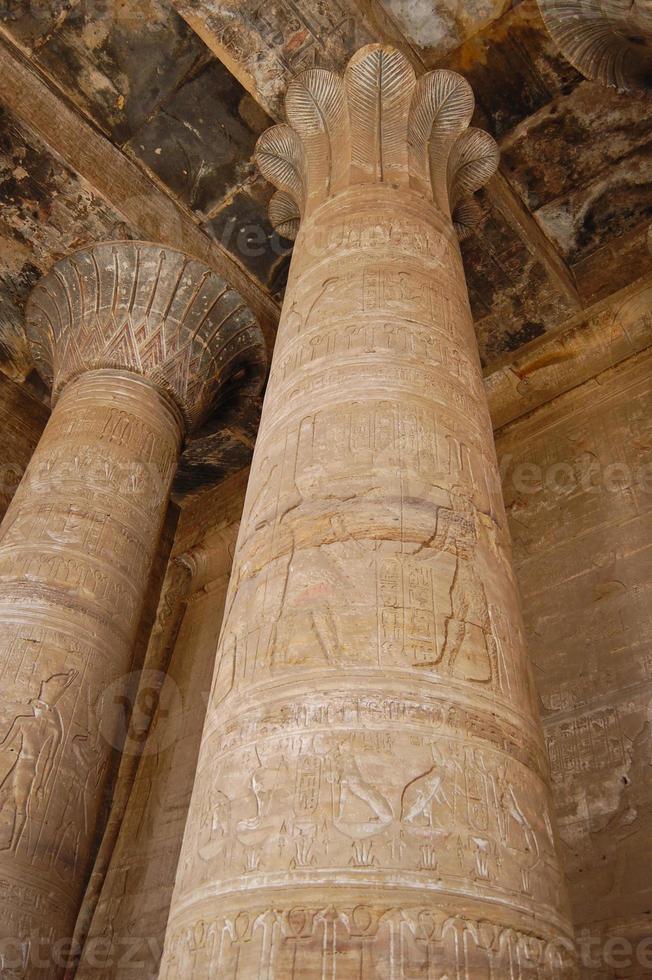 Papyrus columns of Edfu temple, Egypt. photo
