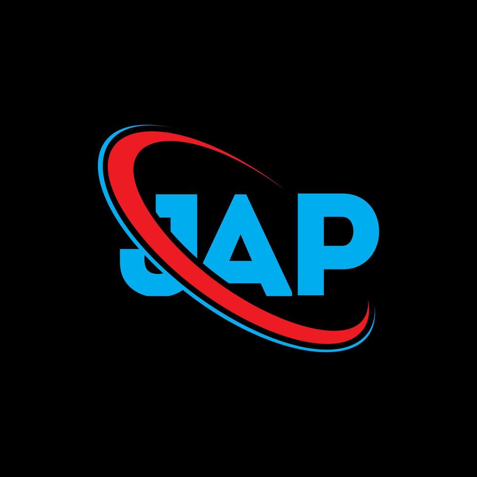 JAP logo. JAP letter. JAP letter logo design. Initials JAP logo linked with circle and uppercase monogram logo. JAP typography for technology, business and real estate brand. vector