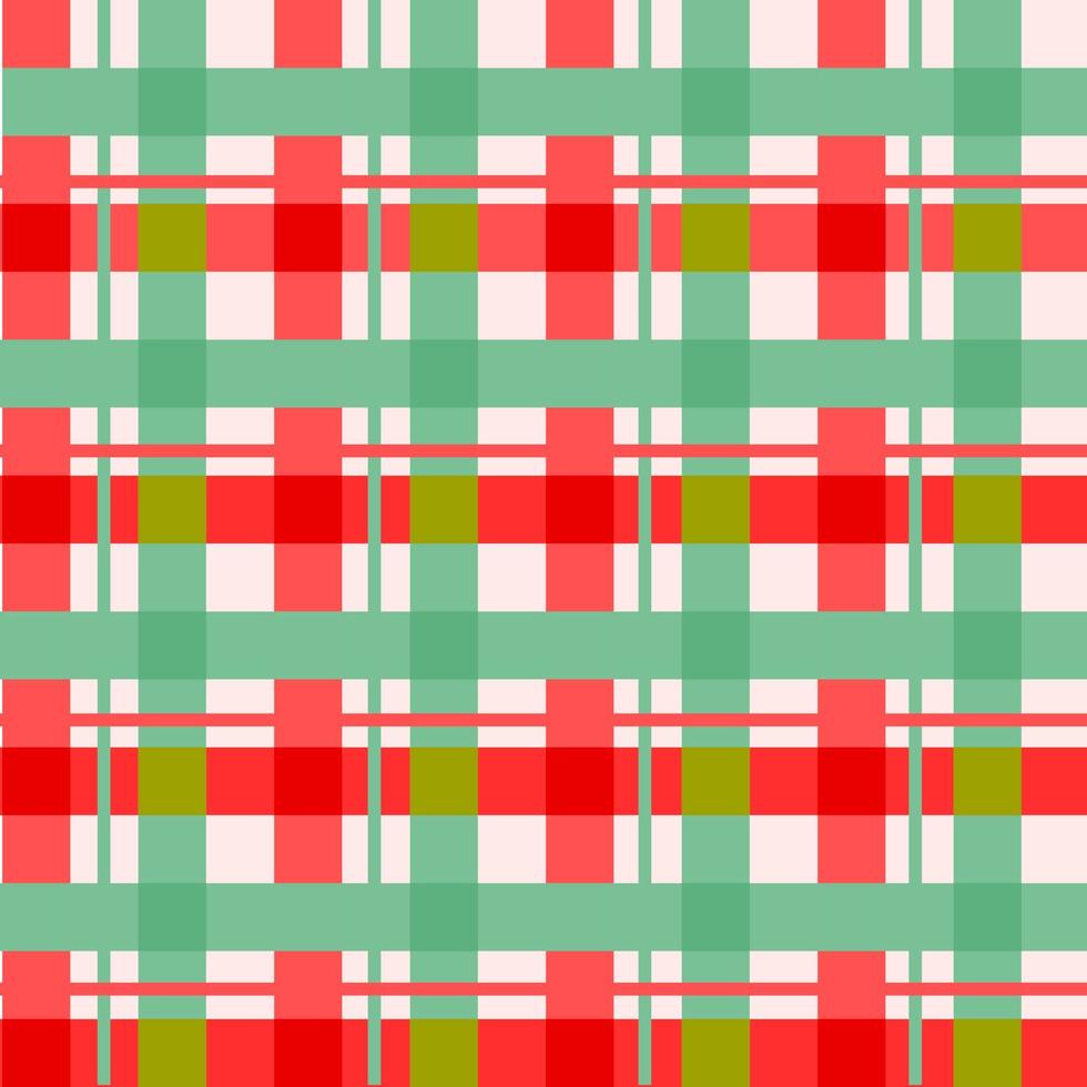 Red Green Plaid, checkered, tartan seamless pattern. Paper, cloth, fabric, dress, napkin, cover, bed printing, gift, present or wrap. Christmas, new year, happy concept, background. vector