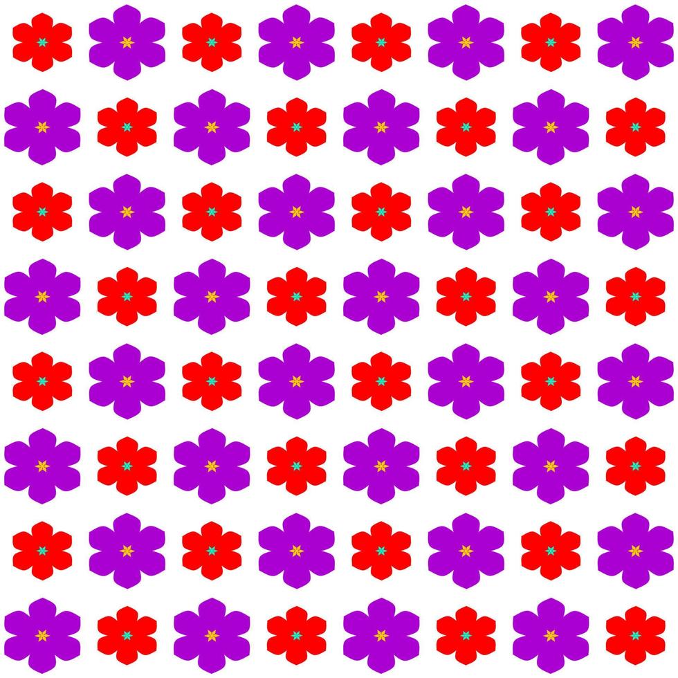patrón floral simple abstracto sin costuras. color violeta y rojo sobre fondo blanco. papel, tela, tela, tela, vestido, servilleta, cubierta, cama, impresión o envoltura. vector