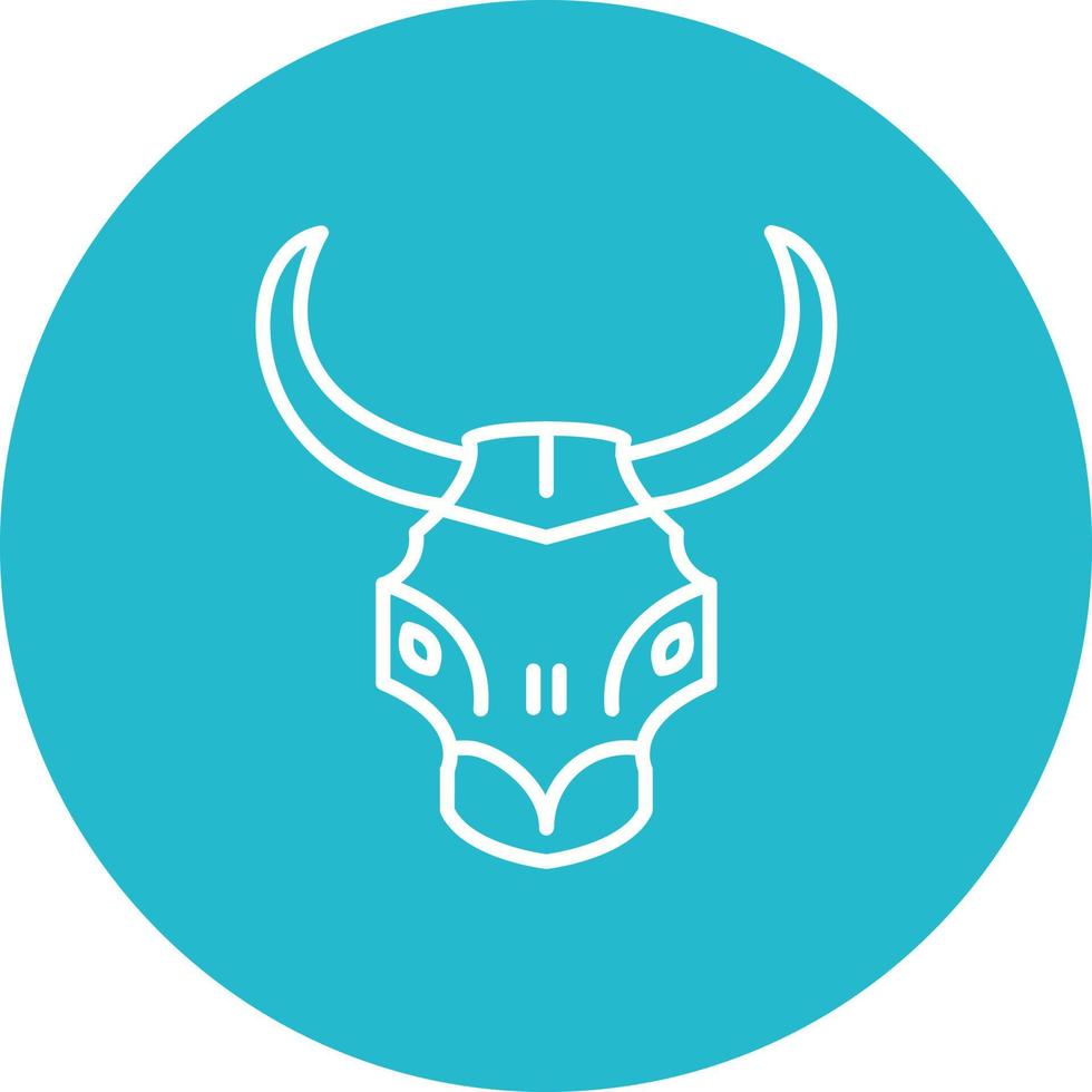 Bull Skull Line Circle Background Icon vector