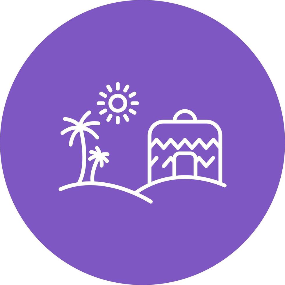 Desert House Line Circle Background Icon vector
