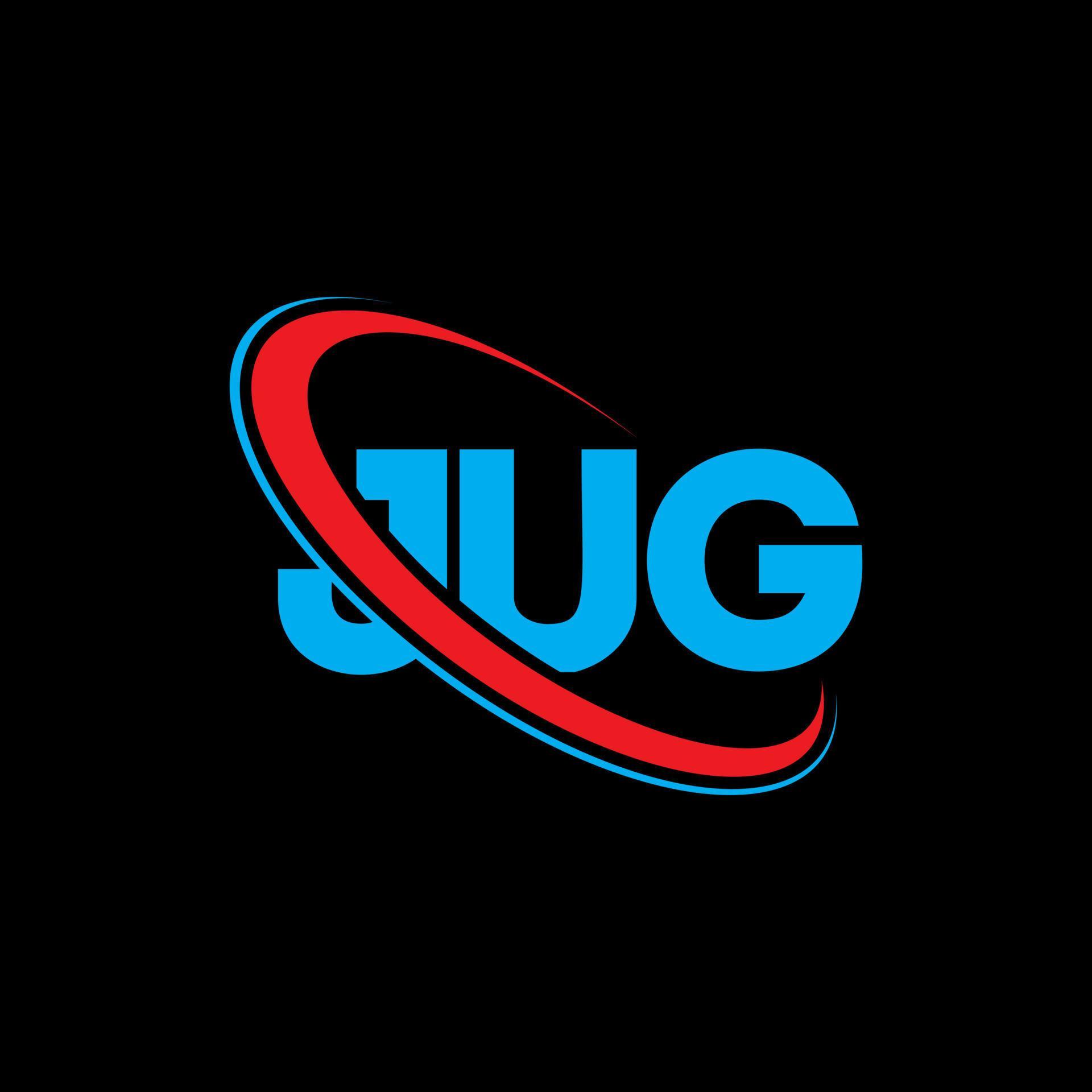 JUG logo. JUG letter. JUG letter logo design. Initials JUG logo linked with circle and uppercase