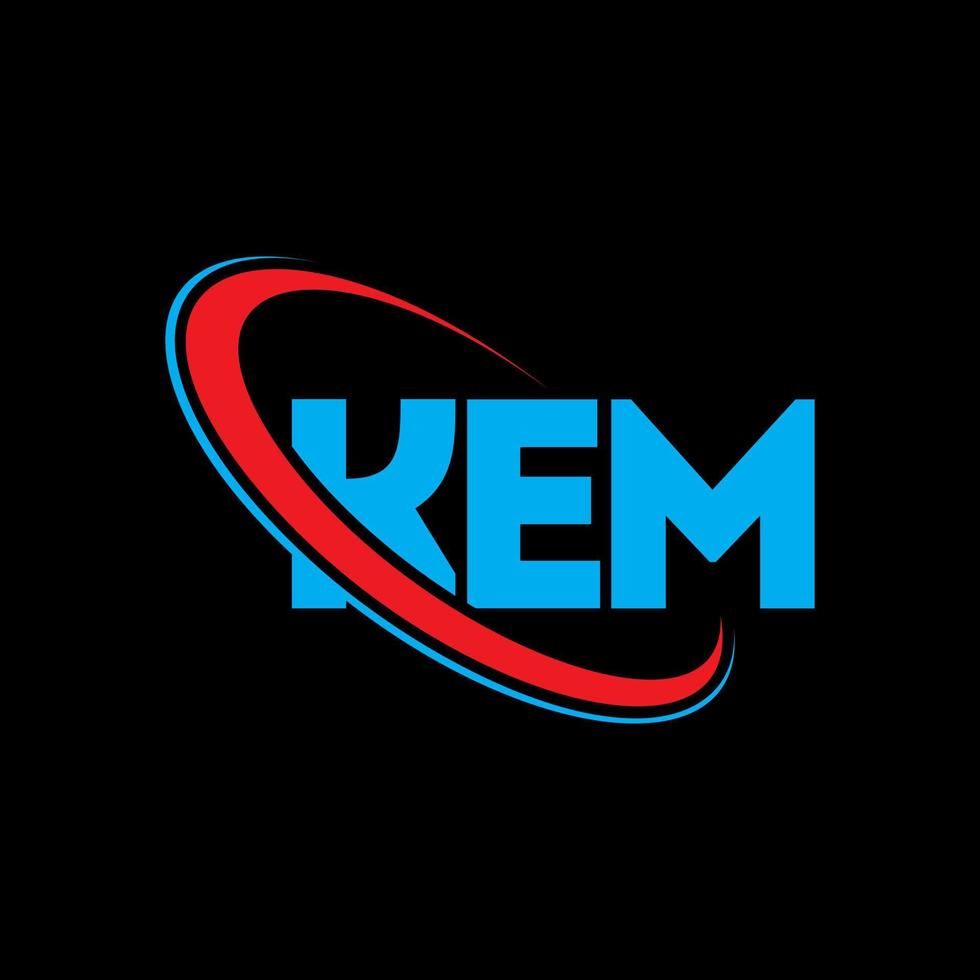 logotipo de kem. letra kem. diseño del logotipo de la letra kem. Logotipo de iniciales kem vinculado con círculo y logotipo de monograma en mayúsculas. tipografía kem para tecnología, negocios y marca inmobiliaria. vector