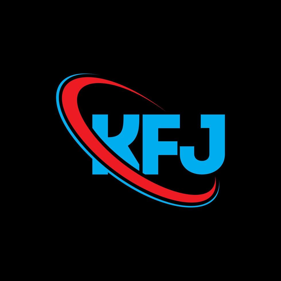logotipo de kjj. letra kjj. diseño del logotipo de la letra kfj. logotipo de kfj iniciales vinculado con círculo y logotipo de monograma en mayúsculas. tipografía kfj para tecnología, negocios y marca inmobiliaria. vector
