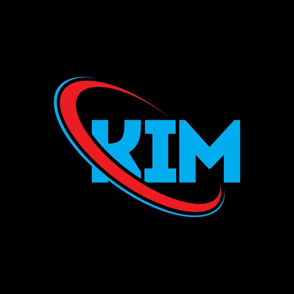 logotipo de Kim. carta de kim diseño del logotipo de la letra kim. logotipo de las iniciales kim vinculado con un círculo y un logotipo de monograma en mayúsculas. tipografía kim para tecnología, negocios y marca inmobiliaria. vector